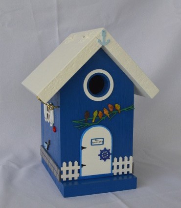 Nichoir cabane pour oiseaux en bois décoré