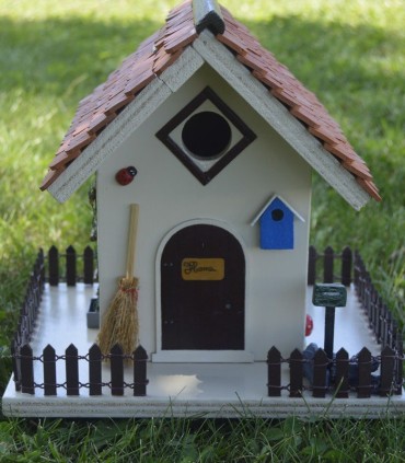 Nichoir à oiseaux maison en bois fait main tuiles véritables