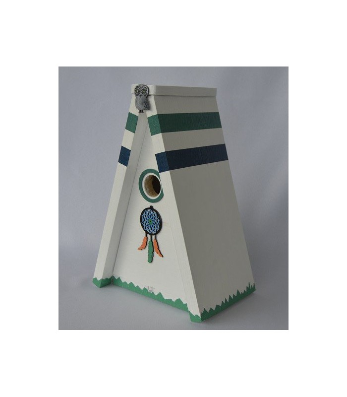 Nichoir en bois décoré pour mésanges charbonnières, moineaux