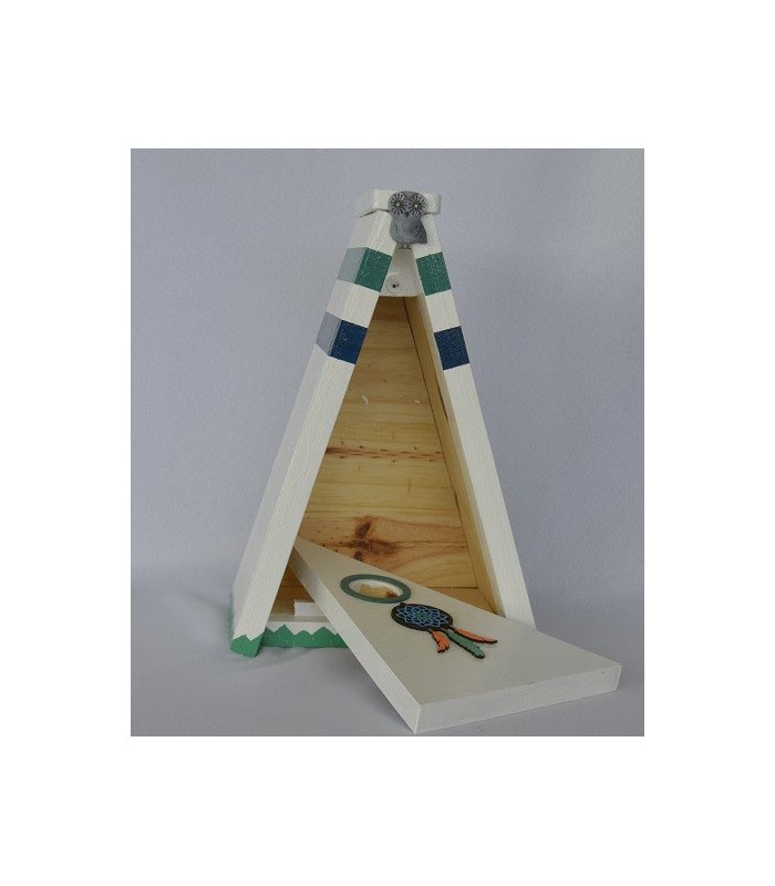 Nichoir en bois décoré pour mésanges charbonnières, moineaux